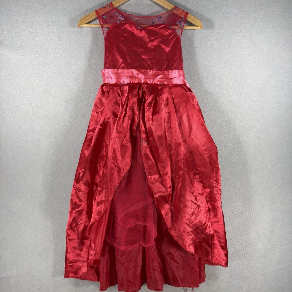 Disney Parks Elena Avalor Red Floral Costume Dress Girls Sz S 4-6 Princess Gown